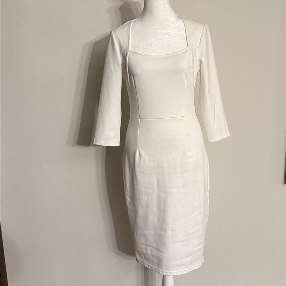 Chic Long Sleeve White Dress